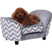 Pawhut Plush Faux Fur Dog Sofa Couch - Grey | Removable Sponge Padded Cushion