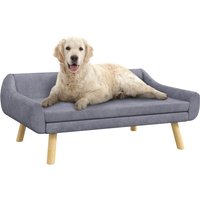 Pawhut Grey Dog Sofa Bed - Wooden Frame, Soft Cushion
