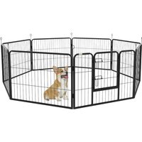 Pawhut Steel Pet Playpen - Eight Flexible Panels, Durable, Secure Indoor/outdoor Enclosure