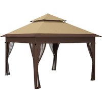 Outsunny 3 X 3m Pop Up Gazebo With Mosquito Netting - Khaki