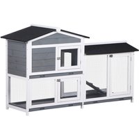 Pawhut Dual-level Wooden Rabbit Hutch & Guinea Pig House With Slide-out Tray & Ramp
