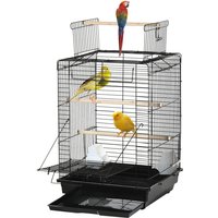 Pawhut 59cm Bird Cage With Openable Top And Stand - Removable Tray & Feeding Bowls