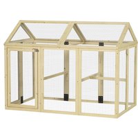 Pawhut Wooden Chicken Run Coop - Natural Wood Finish, Combinable Design