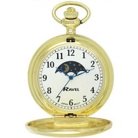 Ravel Polished Sun-moon Gold Pocket Watch