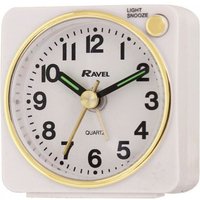 Ravel White Mini Alarm Clock - Compact Bedside Timepiece