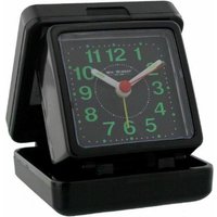 Widdop Quartz Travel Alarm Clock - Compact & Portable Black Case