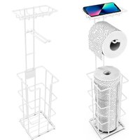 Vinsani Metal Toilet Roll Holder With Storage - White