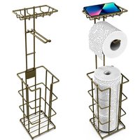 Vinsani Bronze Metal Toilet Roll Holder And Storage Unit - Holds 3 Rolls