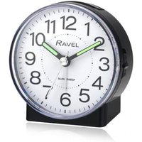 Ravel Round Mid-sized Bedside Quartz Alarm Clock - Black