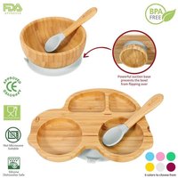 Vinsani Bamboo Dining Set With Plate, Bowl & Spoon - Natural