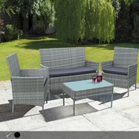 4 Piece Rattan Garden Sofa Set Outdoor Furniture - All-weather Comfort, Seats 4