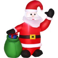 Homcom 4ft Inflatable Santa Claus Christmas Yard Decoration With Led Lights
