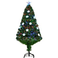Homcom 4ft Pre-lit Artificial Christmas Tree Fibre Optic Led Lights - Green