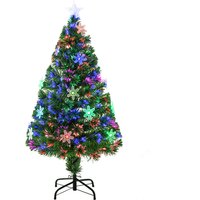 Homcom 4ft Green Fibre Optic Artificial Christmas Tree With Led Snowflakes - Fireproofing