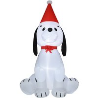 Homcom 6ft Inflatable Christmas Puppy Dog Santa Hat Led Lighted Outdoor Indoor