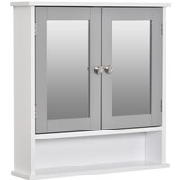 Kleankin Wall Mounted Mirror Cabinet With Double Mirrored Doors & Adjustable Shelf - Grey