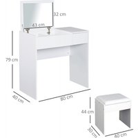 Homcom Flip-top Vanity Table With Stool - White