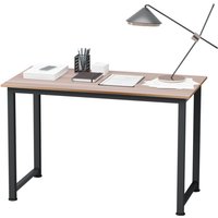 Homcom Oak Grain Mdf Computer Desk - Black Metal Frame, 120w X 60d X 76hcm