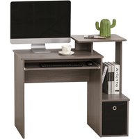 Homcom Particle Board Computer Desk With Sliding Keyboard Tray & Fabric Drawer - Grey
