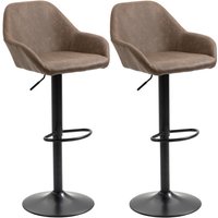 Homcom Pu Leather Swivel Bar Stools With Backrest & Footrest - Brown (set Of 2)