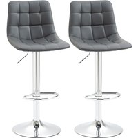 Homcom Adjustable Grey Swivel Bar Stools With Footrest - Set Of 2