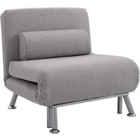 Homcom Grey Linen Upholstered Single Sofa Bed - Converts To Bed - 150kg Capacity
