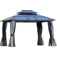 Outsunny 3.6m X 3m Polycarbonate Hardtop Gazebo With Steel Frame And Net Sidewalls