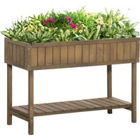 Outsunny Fir Wood Raised Garden Bed Planter - 8 Cubes 110x46x76cm Brown