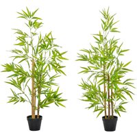 Outsunny Artificial Bamboo Trees 120cm - Realistic Indoor/outdoor Decorative Plant