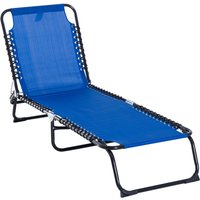 Outsunny Folding Sun Lounger, 4 Reclining Positions - Blue