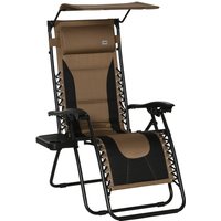 Outsunny Zero Gravity Lounger Chair Reclining Patio Garden Seat - Brown