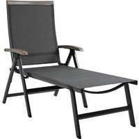 Outsunny Aluminium Folding Sun Lounger Adjustable Chaise Lounge Chair - Grey