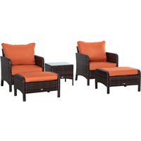 Outsunny 2 Seater Pe Rattan Garden Furniture Set With Glass Top Table - Brown