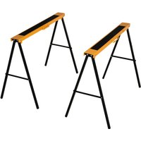 Homcom Steel Saw Horses Set 125kg Capacity Foldable - Black/yellow
