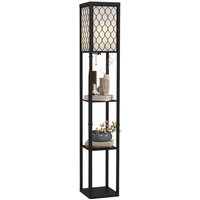 Homcom Wooden Floor Lamp With 4 Open Shelves - Black/white, 26cm X 26cm X 160cm