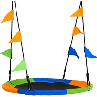 Outsunny Metal Tube Saucer Swing – Blue, Green, Orange