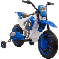 Homcom 12v Kids Electric Motorbike Ride-on Motorcycle With Training Wheels - Blue