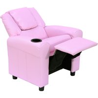 Children's Recliner Armchair With Cup Holder - Sturdy Hardwood Frame, Comfortable Upholstery