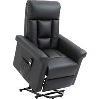 Power Lift Chair, Electric Recliner Faux Leather With Side Pocket - Black