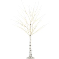 Homcom 5ft White Birch Artificial Tree - 96 Warm White Pre-lit Leds