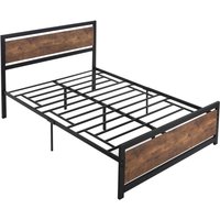 Metal Double Bed Frame With Headboard & Footboard - 144cm X 195cm X 103cm