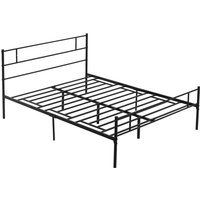 Homcom King Metal Bed Frame With Headboard And Footboard - Matte Black