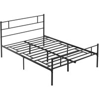Homcom Metal Bed Frame With Headboard & Footboard, Underbed Storage - Matte Black