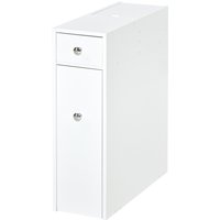 Slim Wooden Storage Cabinet With Drawers - White 17cm Wide