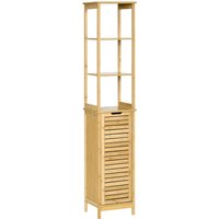 Narrow Tallboy Bathroom Cabinet W/ 3 Shelves - Natural