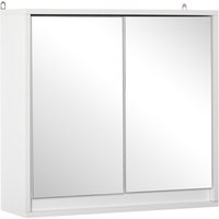 Homcom Mdf & Particle Board Wall Mounted Mirror Cabinet With Adjustable Shelf - White