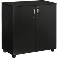 Two-tier Locking Office Storage Cabinet With 2 Keys - Black