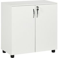 White 2-tier Locking Office Storage Cabinet With 2 Keys - Homcom