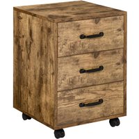 Wood-effect Rolling Filing Cabinet With 3 Drawers - Mobile Desk Organizer