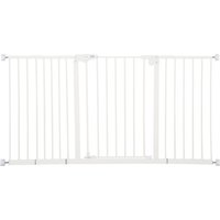 Adjustable Metal Pet Safety Gate With Automatic Closing, White, 3 Extensions, White
